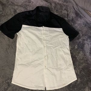 black & white color blocking shirt